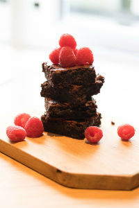 Chocolate brownies and raspberry dish catering in Gloucestershire